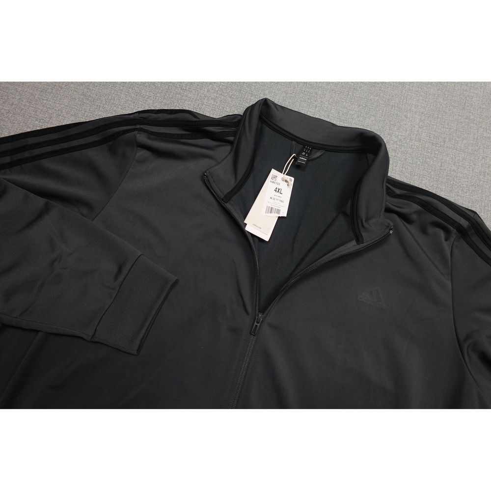 Adidas Track Jacket Mens 4XL Gray Full Zip Three Stripe Athletic Running NWT